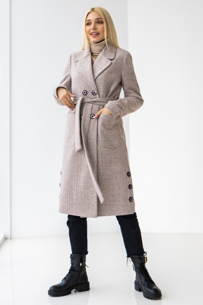 Женское шерстяное пальто 9.311бежевое